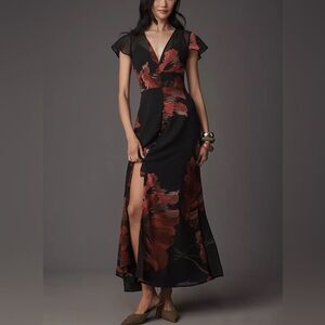 $238 NWOT Hutch “Nia” Floral Maxi Dress in Black Sz 0P